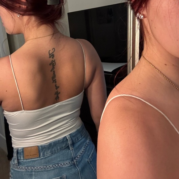 White Spaghetti Strap Bodysuit - Picture 2 of 4